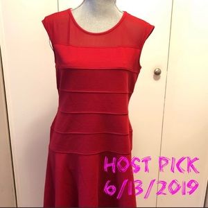 Spense Petite Red Textured Sleeveless Dress